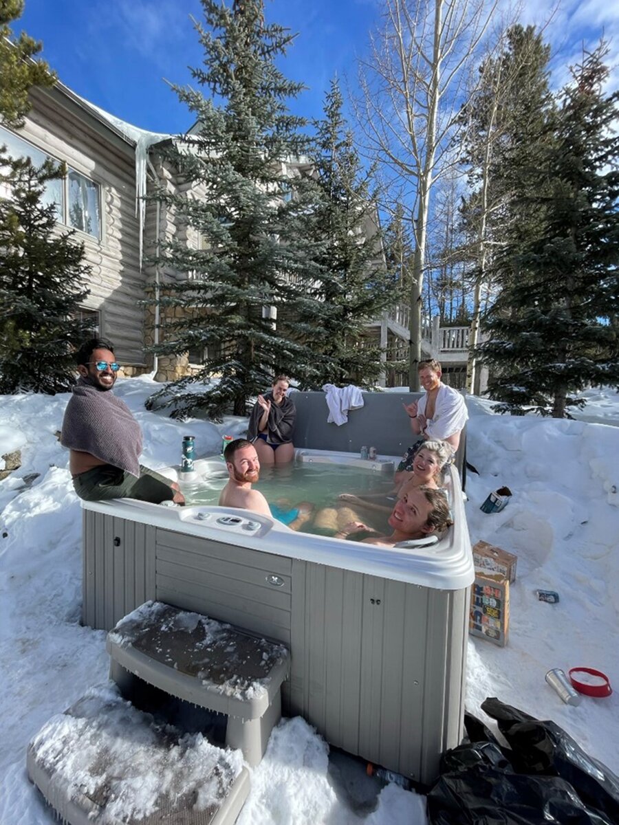 DMC team in the hot tub