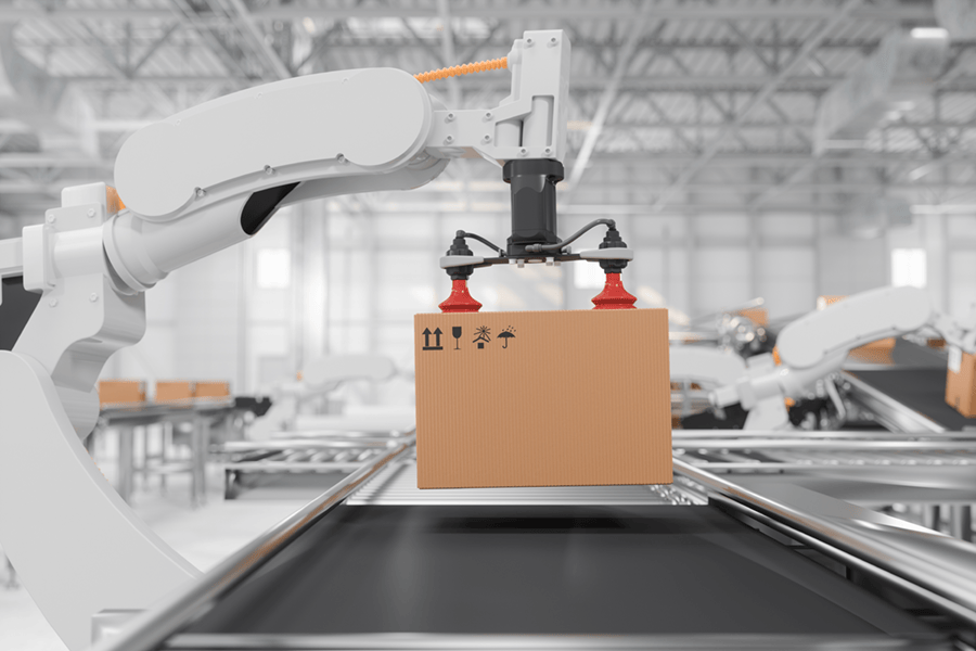 Robotic Arm Grabbing Material from Assembly line