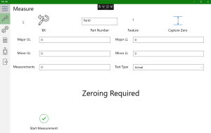 Screen to enter measurements