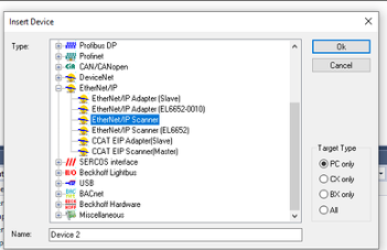 Add Ethernet I/P Device in Project 